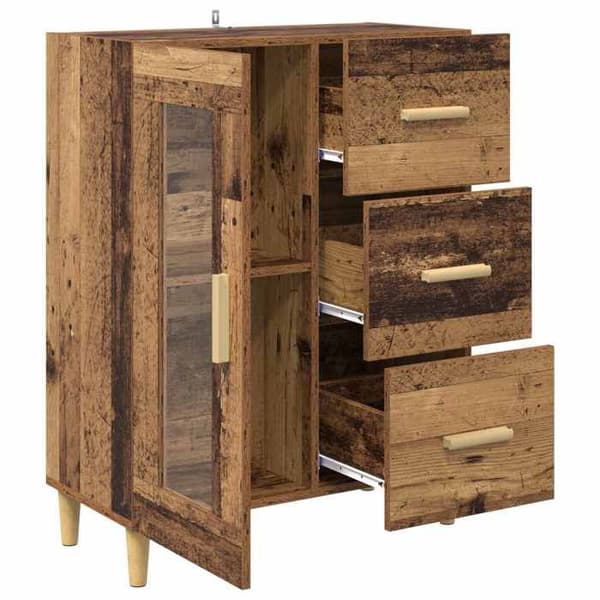 Buffet - EKSKLUSIVT HUS - 69,5 x 34 x 90 cm - Ingeniørtræ - Glasdøre - Blank finish Ej specificerat