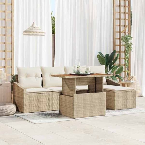 Maison Exclusive - 6 osan puutarhakalustesarja Beige ja kerma