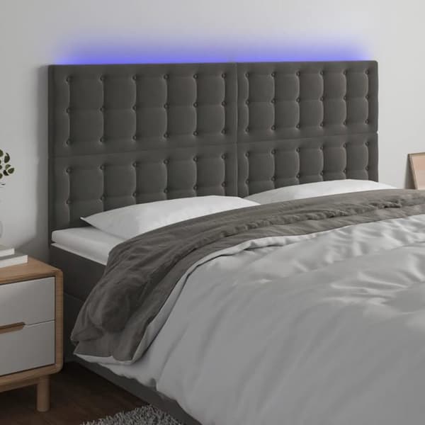Maison Exclusive - LED-päätyharso Tummanharmaa 180x5x118/128 cm Sametti mörkgrå