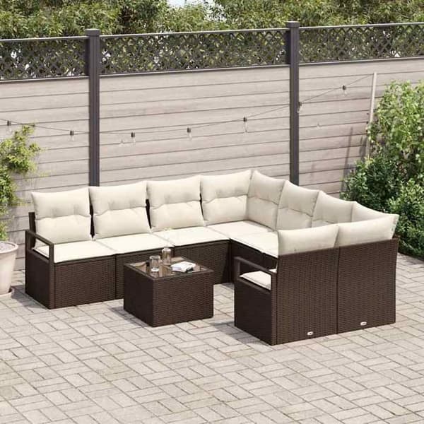 Maison Exclusive - Sofa Sæt 9 stk 8-Pladser Brun og Creme