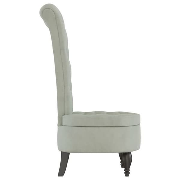 Maison Exclusive - Højrygget stol i lys grå velour med knapdesign