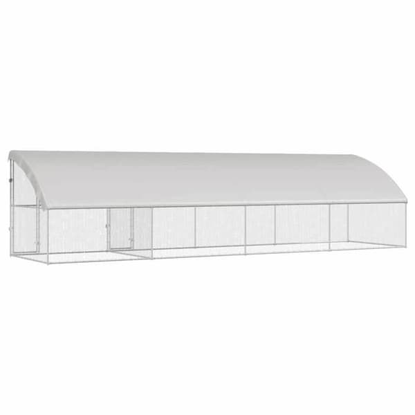 Maison Exclusive - Hønsebur med 2 døre 4 dele Sølv 800x200x200 cm