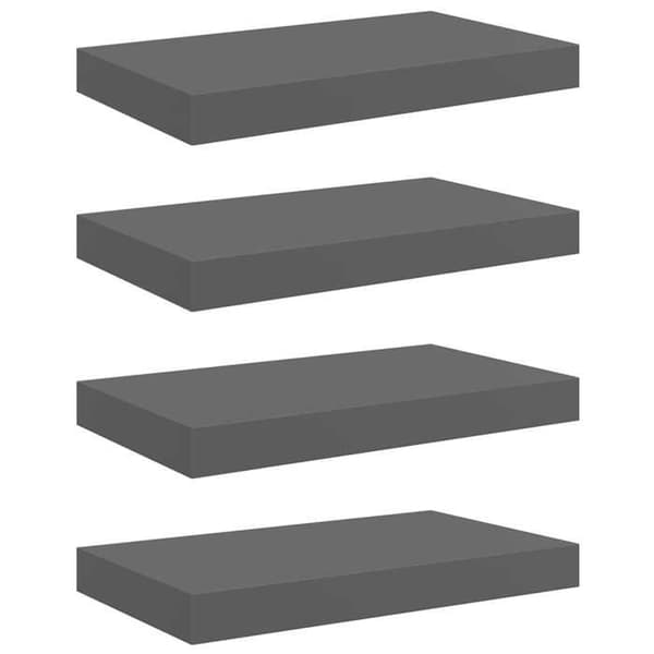 Maison Exclusive - Kelluva seinähylly 4 kpl Harjattu harmaa 40x23,5x3,8 cm MDF Glänsande grå