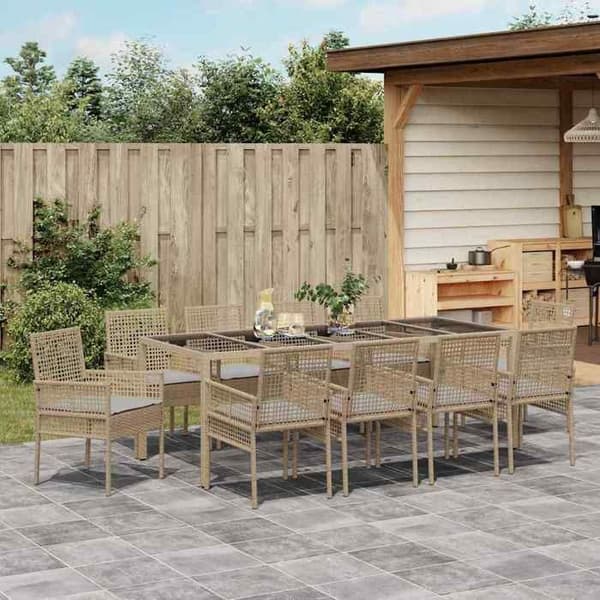 Maison Exclusive - 11 pc spisestue sæt til haven Beige polyrotin