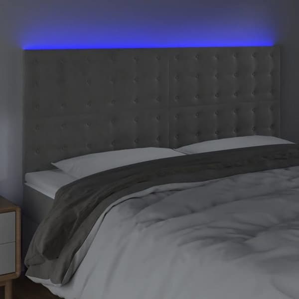 Maison Exclusive - LED-päätyharso Vaaleanharmaa 200x5x118/128 cm Sametti ljusgrått