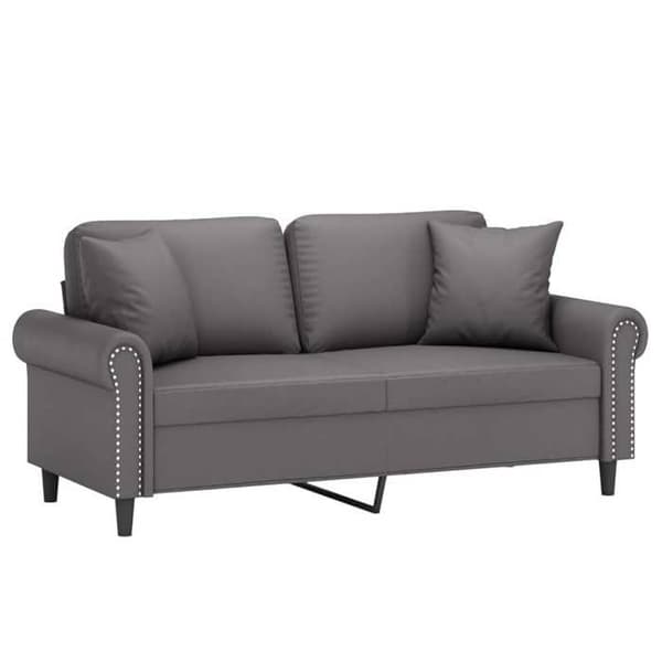 Maison Exclusive - Soffa 2 platser med grå dekorativa kuddar 140cm konstläder Grå