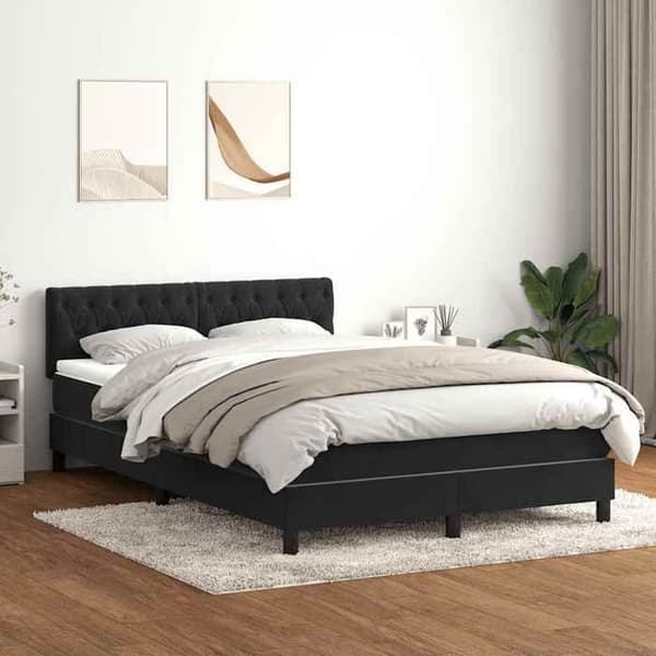 Maison Exclusive - Sängyn lattiapuut, musta patja 160x210 cm sametti