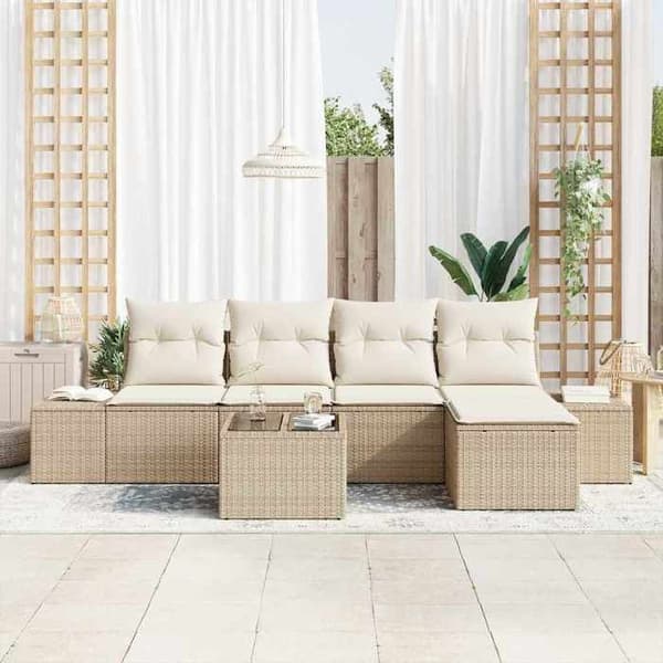 Trädgårdsmöbler - EXKLUSIVT HUS - Modulär - Poly Rattan - Stålram - Beige