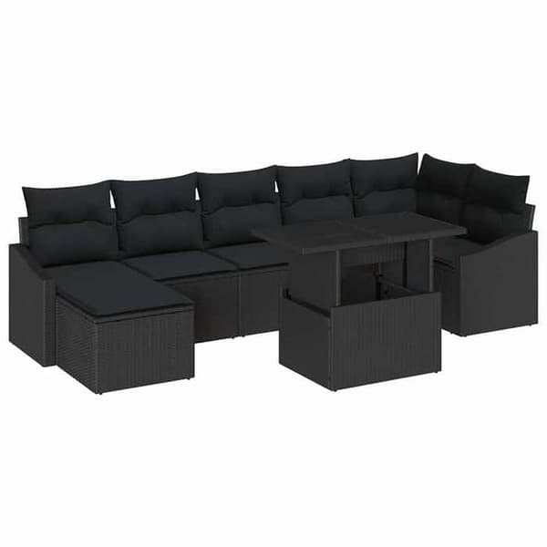 Maison Exclusive - 8 osan puutarhakalustesetti, musta polyrottinki