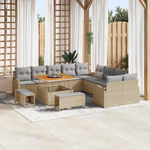 Maison Exclusive - 13-delars trädgårdsoff-set 12-sits