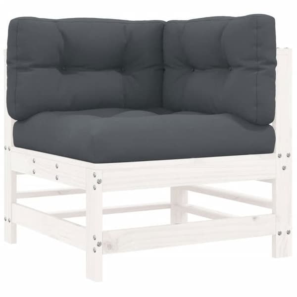 Maison Exclusive - Hörnsoffa med vita kuddar i solid furu