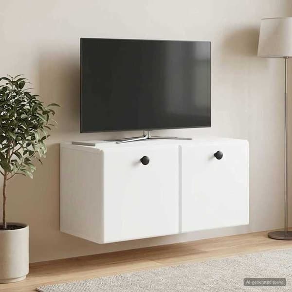 Maison Exclusive - Väggmonterad TV-möbel 59,5 x 31 x 30 cm Vit Ingenjörsträ