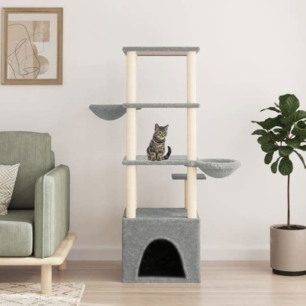Maison Exclusive - Katte træ med sisal kløer i lys grå 147 cm ljusgrått