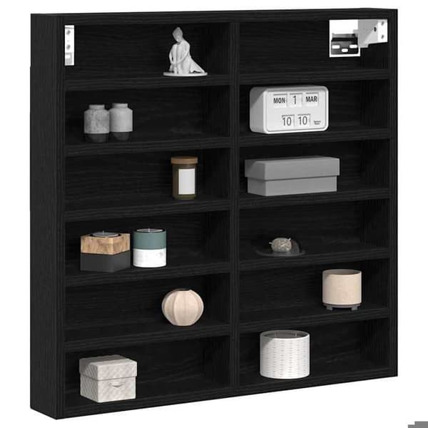 Maison Exclusive - Vitrine Vægmontering Sort Eg 60 x 8,5 x 58 cm svart ek