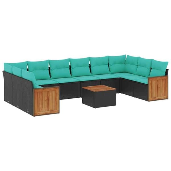 Havemøbel sæt - MAISON EXCLUSIVE - 11 dele - Sort - Holdbart PE rattan - Akacietræ bordplade Svart