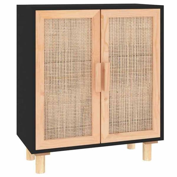 Maison Exclusive - Musta buffet 60x30x70 cm Massiivipine ja luonnonrotta