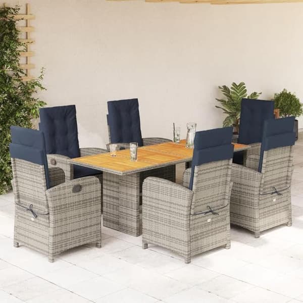 Maison Exclusive - Have spisebordssæt med puder 7 stk beige poly rattan beige