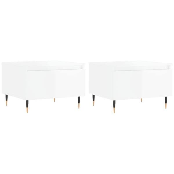 Maison Exclusive - 2 st soffbord vit glansig 50x46x35cm ingenjörsträ