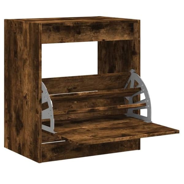 Skoark - EKSKLUSIV HUS - 60x42x69 cm - Røget eg - Ingeniørtræ - 1 klapbar skuffe Rökt ek