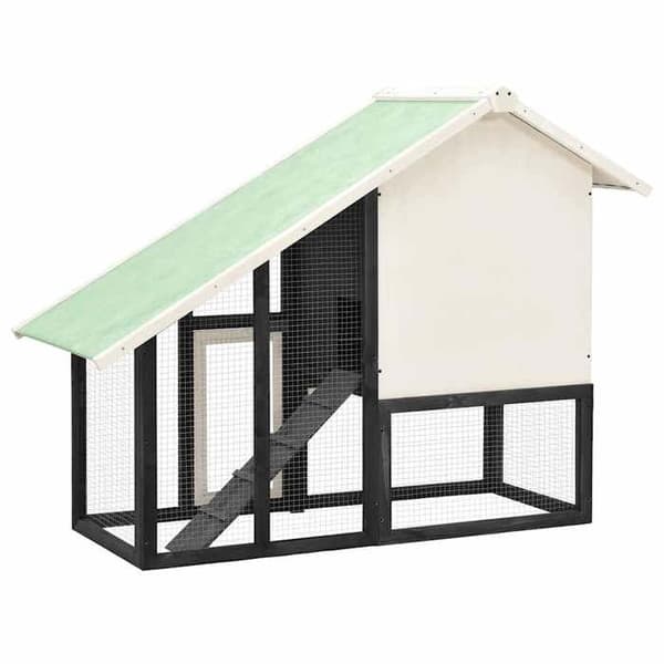 Maison Exclusive - Clapier Grå och vit 140x63x120 cm Massivt granträ Grå och vit