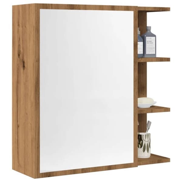 Maison Exclusive - Spejlskab til badeværelse i håndlavet eg 62,5x20,5x64 cm