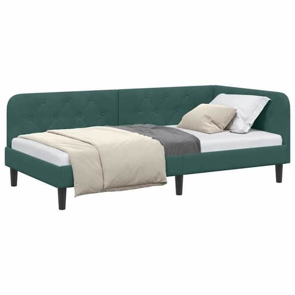 Maison Exclusive - Tummanvihreä kulmasänkykehys 100 x 200 cm Sametti