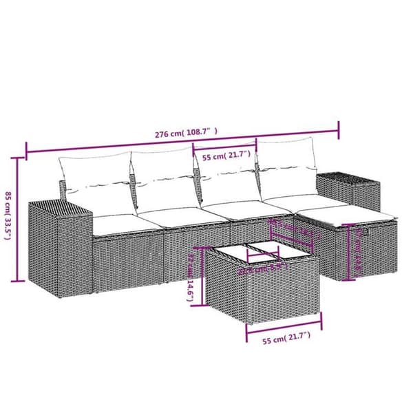 Maison Exclusive - Trädgårdsmöbler 6 delar med grå kuddar i flätad resin
