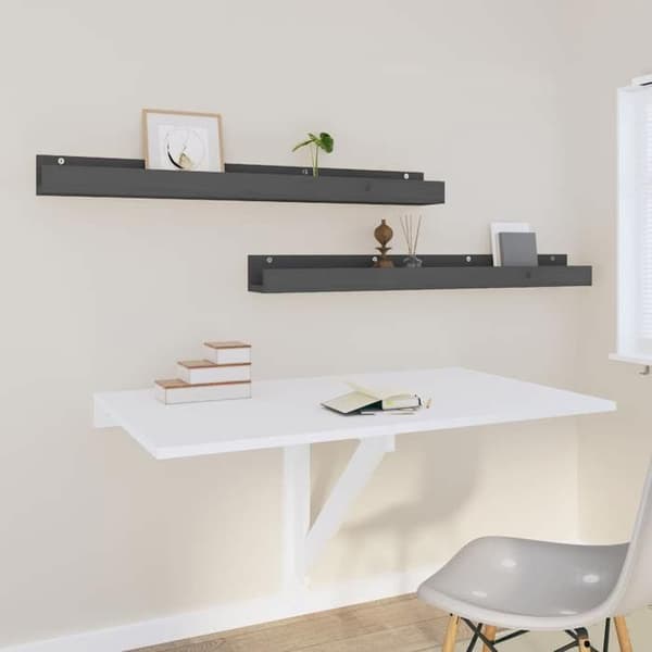 Maison Exclusive - Seinähyllyt 2 kpl Harmaa 110x12x9 cm Massiivipuu Grå