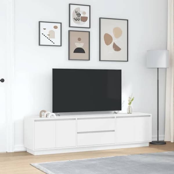 Maison Exclusive - TV-møbel med hvide LED-lys 193,5x41x50 cm Vit
