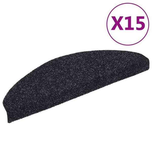 Maison Exclusive - Selvklæbende trappetæpper 15 stk 65 x 21 x 4 cm Sort Halvrund Stor Svart