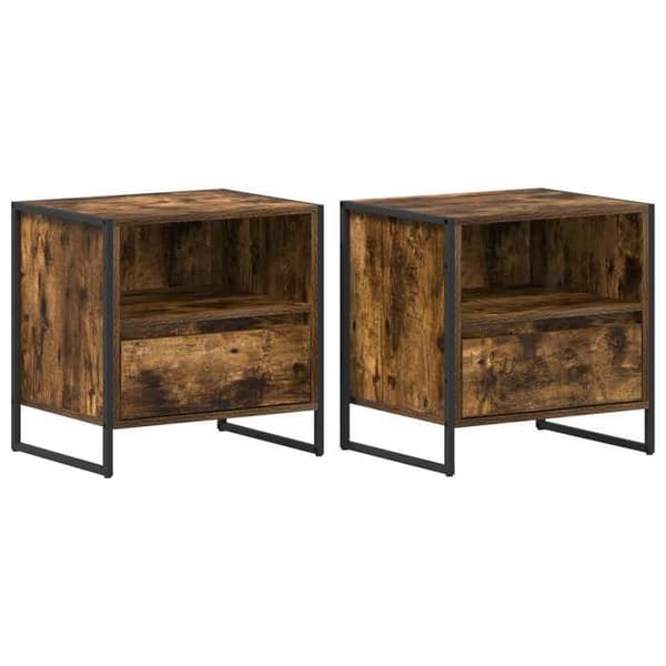 Maison Exclusive - Natbord 2 stk Røget eg 50 x 39,5 x 50 cm