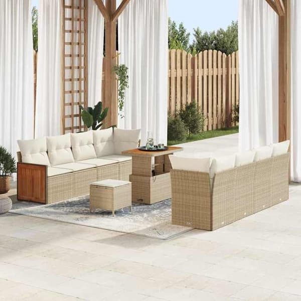 Maison Exclusive - 12 osan puutarhakalustesarja beige ja kerma polyrottinkia