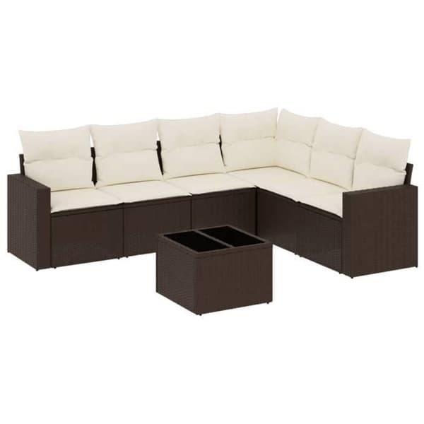 Maison Exclusive - Trädgårdsmöbler med kuddar 7 delar brun flätad resin