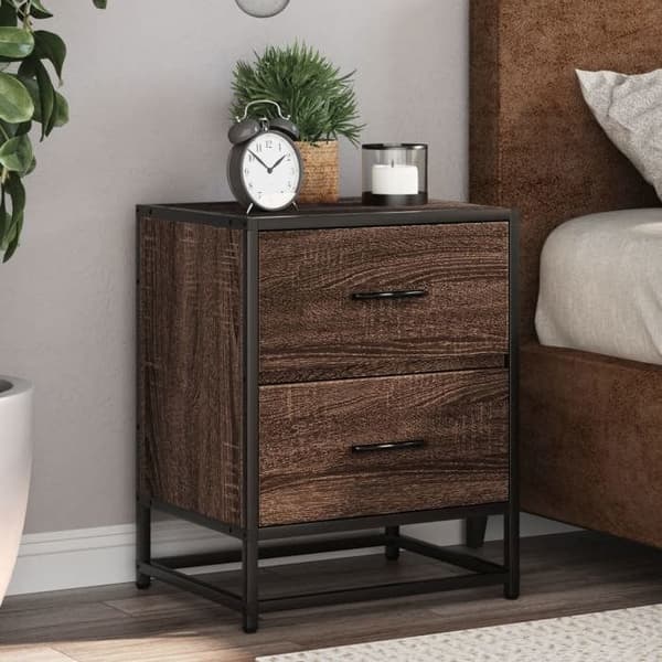 Maison Exclusive - Natborde 2 stk. egetræ brun 40x31x50 cm ingeniørtræ