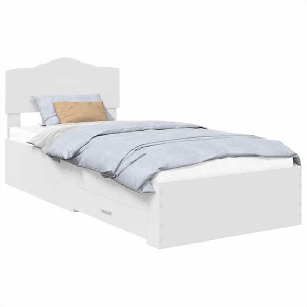 Maison Exclusive - Sängram med låda Vit 90 x 190 cm Ingenjörsträ