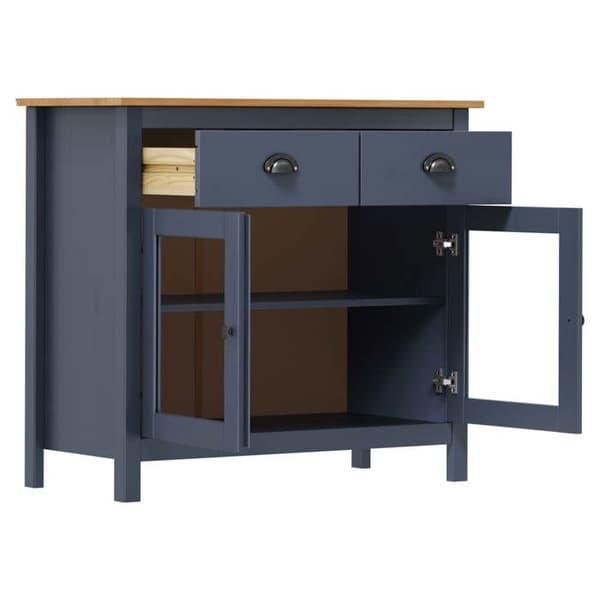 Buffet - Kukkula - Harmaa - Massiivinen mänty - 90x40x80 cm Grå