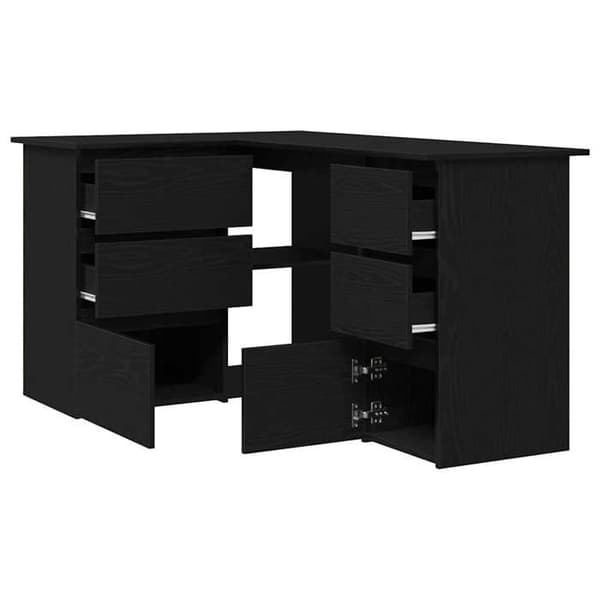 Maison Exclusive - Kontor Sort egetræ Ingeniørtræ 145 x 100 x 76 cm svart ek