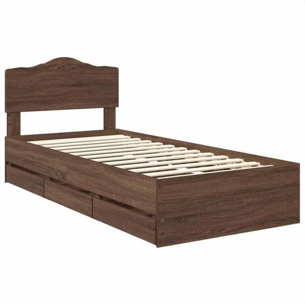Maison Exclusive - Sängram med låda Ek brun 90 x 190 cm Träingenjör Brun ek