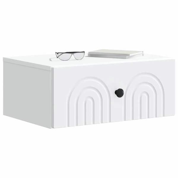 Maison Exclusive - Väggmonterad nattduksbord med låda Vit 49 x 34,5 x 20 cm