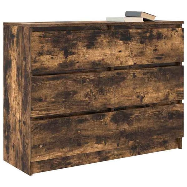 Maison Exclusive - Buffet i røgfyldt eg 100x35x76 cm i ingeniørtræ