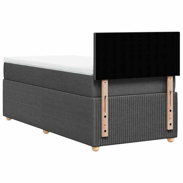 Maison Exclusive - Sengebund med lameller og mørkegrå madras 90x200 cm Stof