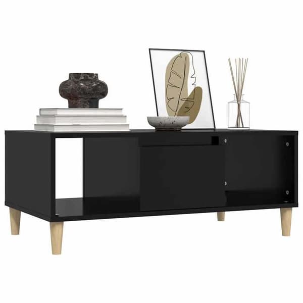 Bord - EKSKLUSIV HUS - 90 x 50 x 36,5 cm - Sort - Ingeniørtræ - 2 rum + skuffe - Træben Svart