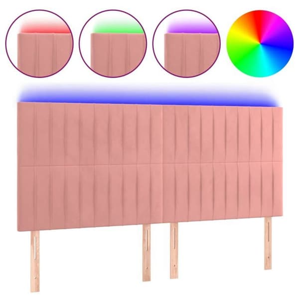 Maison Exclusive - LED-päätyruutu Vaaleanpunainen 160x5x118/128 cm Sametti rosa