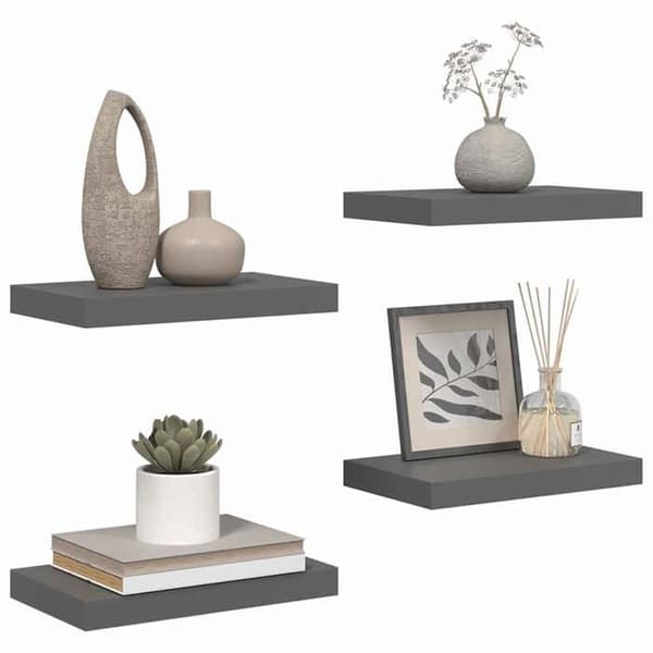 Maison Exclusive - Kelluva seinähylly 4 kpl Harjattu harmaa 40x23,5x3,8 cm MDF Glänsande grå