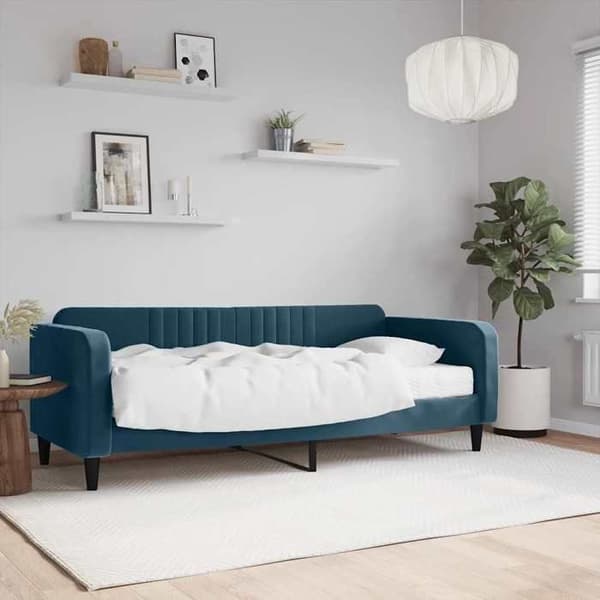 Maison Exclusive - Dagbädd med blå madrass 90x200 cm sammet Blå