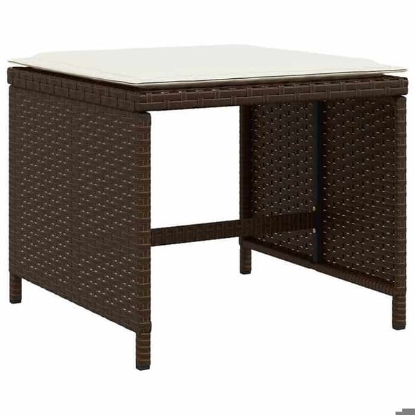 Maison Exclusive - Trädgårdsset med matbord och kuddar 9 delar brun polyrotting