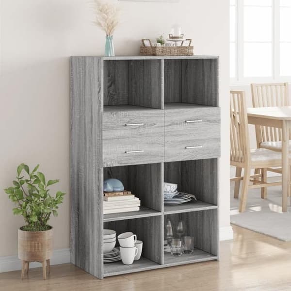 Maison Exclusive - Buffé hög sonoma grå 80x42,5x124 cm ingenjörsträ
