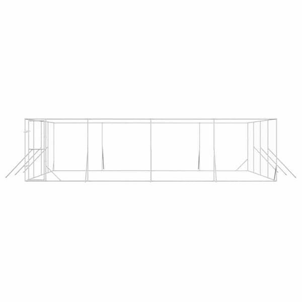 Utomhuskennel - Exklusivt hus - Galvaniserat stål - 8 x 8 x 2 m - Låsbar dörr Silver