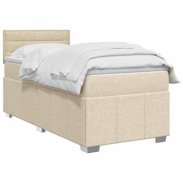 Maison Exclusive - Boxspring säng med madrass Crème 100 x 200 cm Tyg