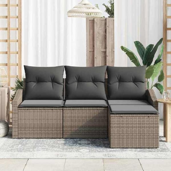 Maison Exclusive - 4 osan sohvasetti harmaa polyrottinki